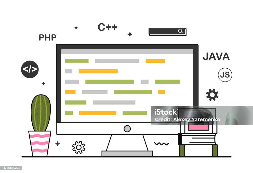 Concept Drawing Computer Programming Computer Programming Concept Stock Illustration - Download Image Now ...