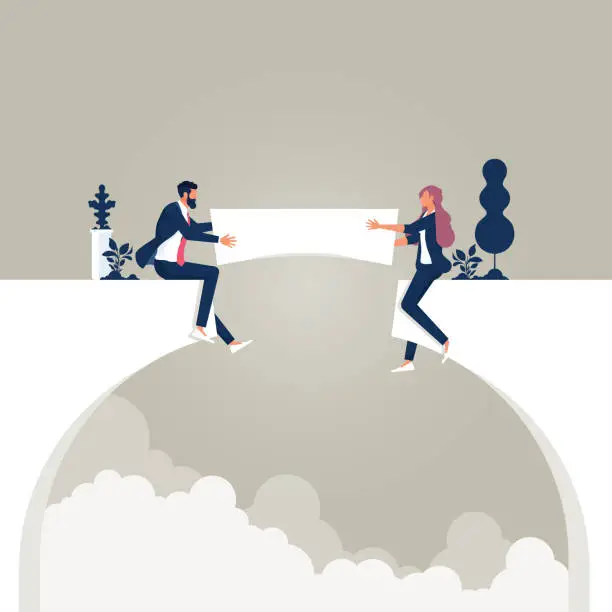 Vector illustration of Business teamwork and mutual assistance in business concept