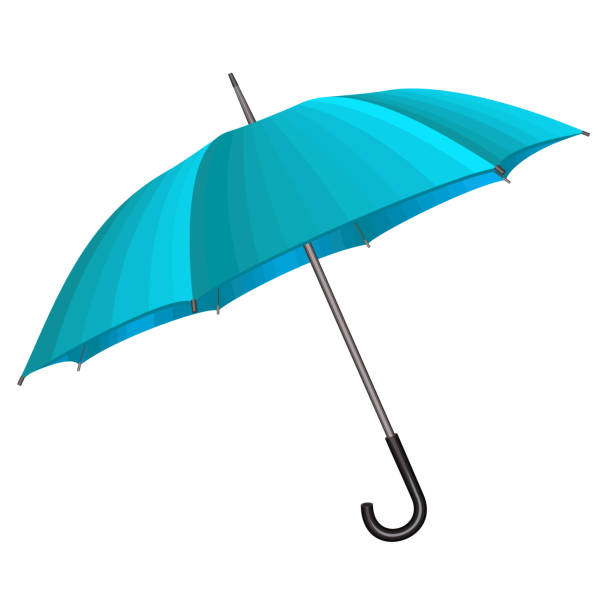 светло-голубой зонт на белом фоне. векторная иллюстрация - umbrella stock illustrations