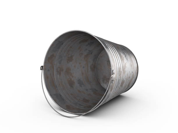 Metal bucket on a white background. 3d illustration.
