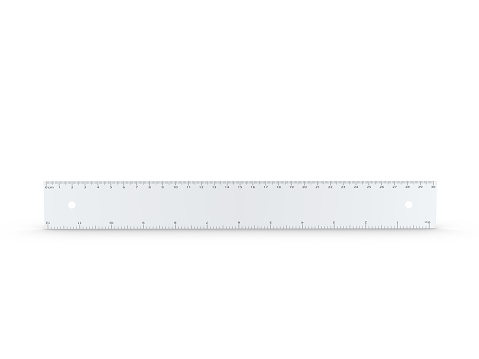 Six Inch Steel Ruler Cut Out on White.