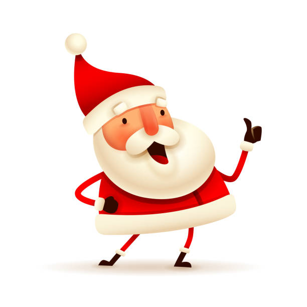 istock Christmas character - Santa Claus showing thumb up on white background. Isolated. 1345696412