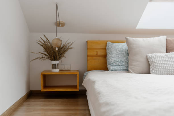 istock Modern apartment with comfortable bed in bedroom 1345696919