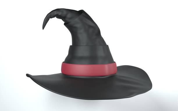 Violet pointed conical witch hat isolated