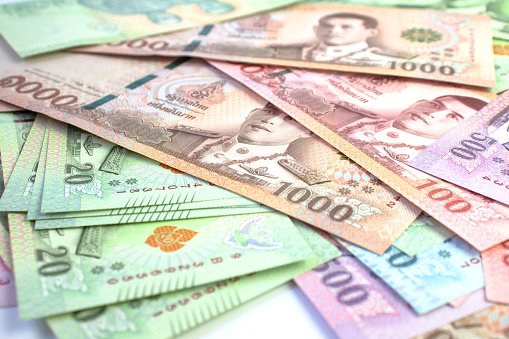 Money Banknote Thai Baht para antecedentes, ahorro, dinero y concepto de negocio financiero photo