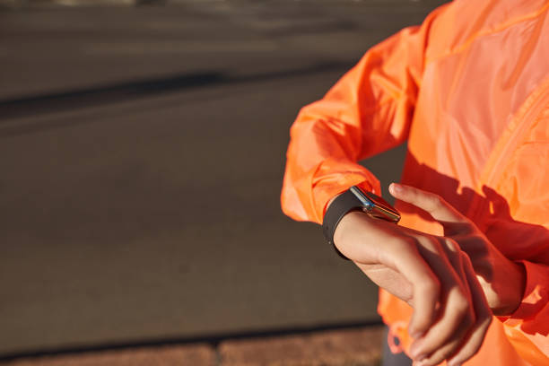 istock Close up of active woman workout using smartwatch 1345701295