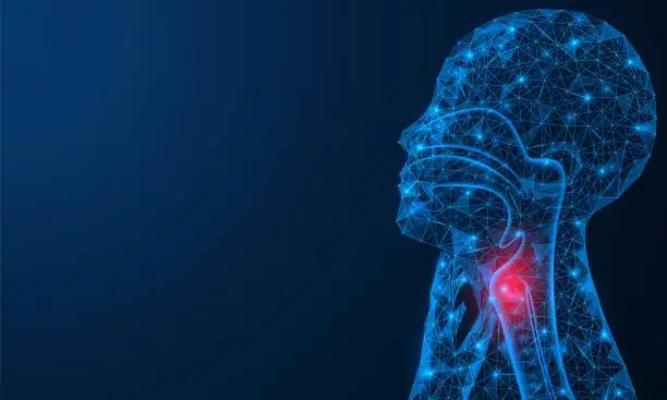 Vector illustration of Redness and sore throat.