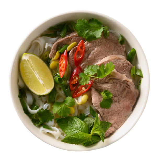istock Pho Bo Soup with beef in bowl. Vietnamese cuisine. 1345713643