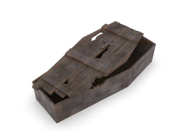 old wooden coffin on the white background 3d-rendering