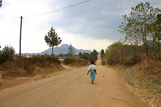 Road in Malawi Dusty road in central Malawi malawi stock pictures, royalty-free photos & images