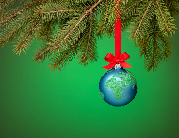 istock Globe Christmas Ornament hanging 1345715996