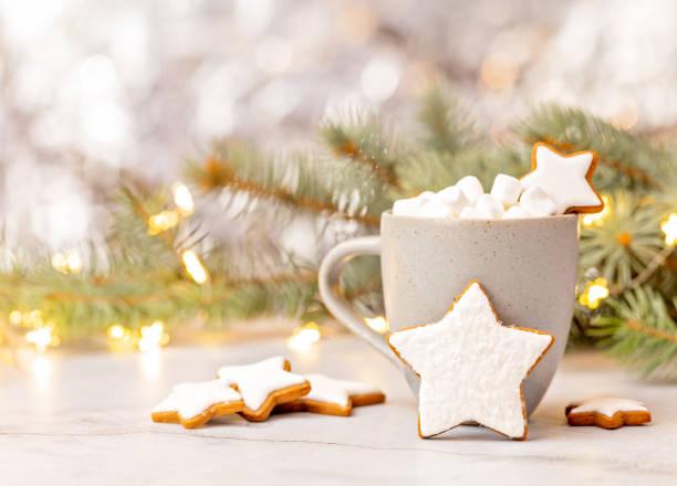 istock Cozy Christmas Cookies and Hot cocoa with Marshmallows. 1345716160
