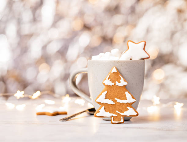 istock Cozy Christmas Cookies and Hot cocoa with Marshmallows. 1345716179