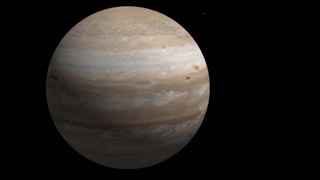 Large Jupiter isolated planet in the space, rotating on its axis. Computer animation.