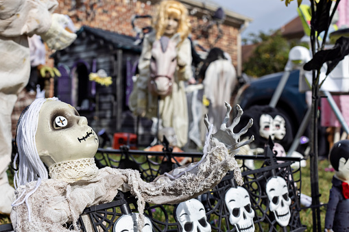 Halloween is in full gear in this front yard in Virginia Beach, Virginia - filled with scary dolls, a graveyard and a plethora of frightening additions.