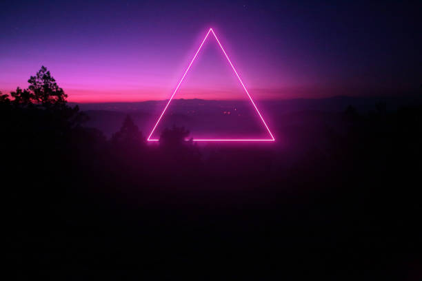 istock triangle purple neon light at morning sunrise 1345726083