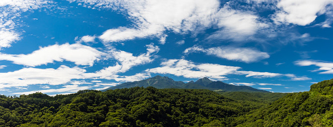 Taking pictures of the Yatsugatake mountain range in summer