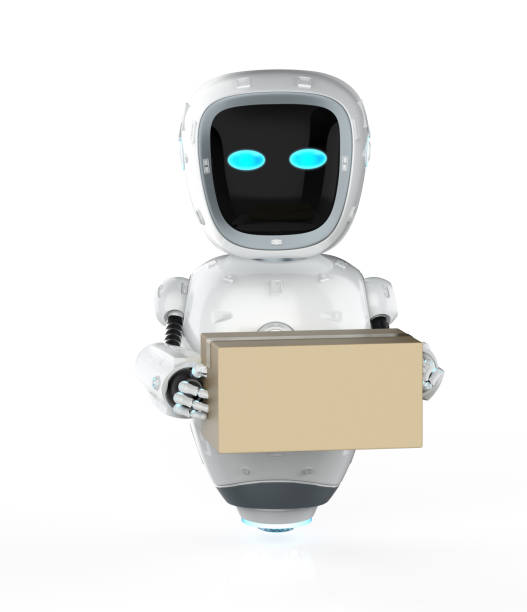 istock automation robot hold cardboard box 1345741550