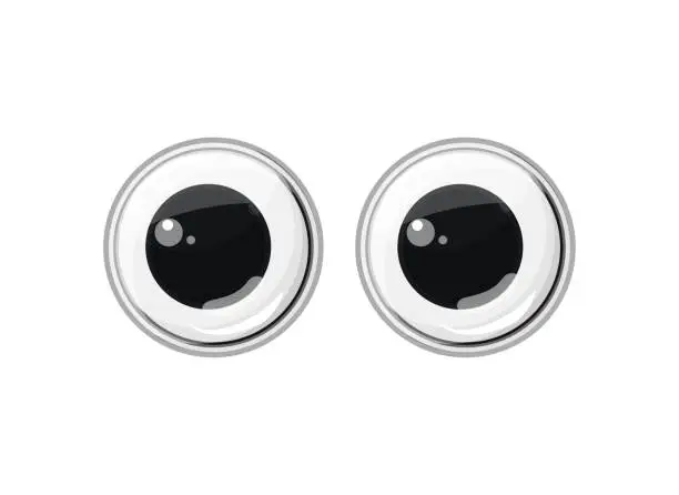 Vector illustration of Plastic toy eyes on a white isolated background. Safe toys. Vector cartoon illustration.