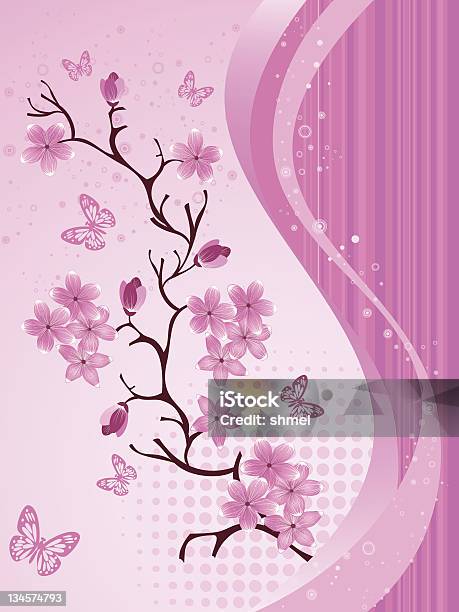 Japanese Cherry Blossom Stock Illustration - Download Image Now - Backgrounds, Blossom, Branch - Plant Part