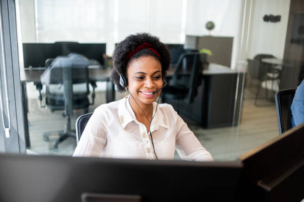 istock Woman working in a call center. 1345749844