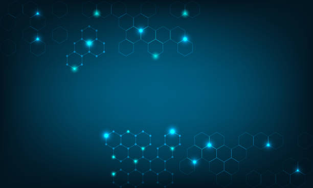 istock Blue Light hexagon with stock exchange of investment business. Currency pattern technology statistics. Modern economy of bank fund financial. 1345754420