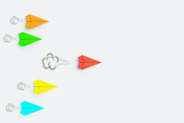 istock 3d paper rocket take aleader, leader ship concept 1345756858
