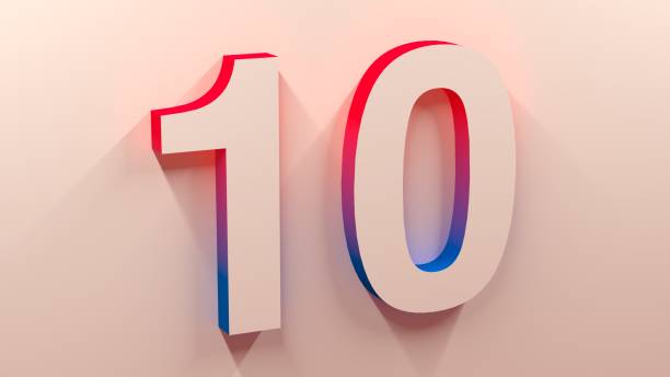 istock Cream Lights And Shadows 3D Elegant Corporate Number 10 With Red And Blue Gradient Color On The Side Stick To The Wall 1345759573