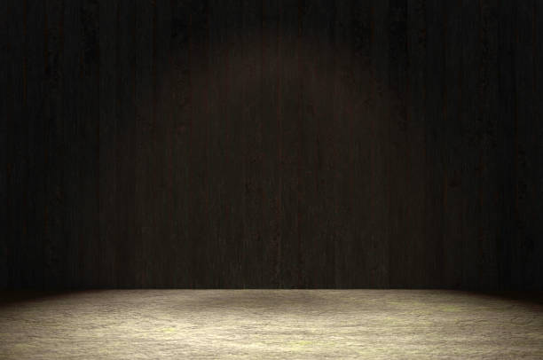 istock 3d illustration. black wood wall and wood floor 1345761152