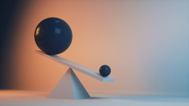 istock Two sphere of different sizes in balance . Mindset and skill concept . This is a 3d render illustration . 1345766391