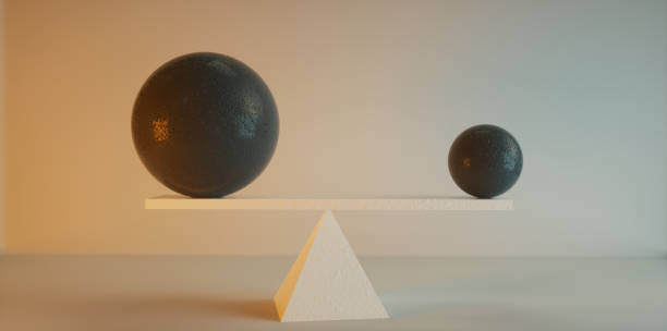 istock Two sphere of different sizes in balance . Mindset and skill concept . This is a 3d render illustration . 1345766392