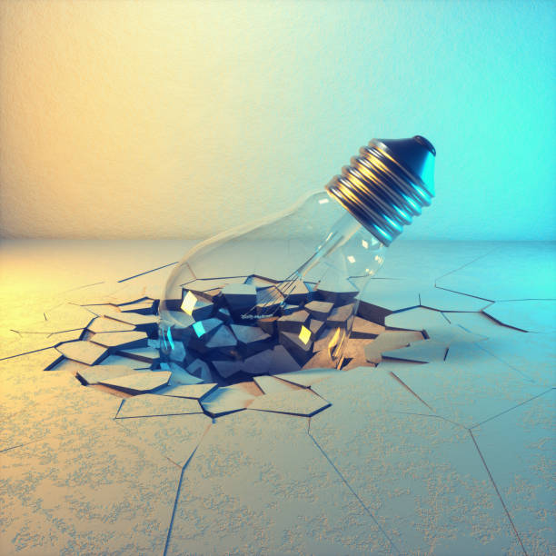 bombilla rompiendo el suelo. concepto de idea imparable y fuerte. esta es una ilustración de renderizado en 3d. - unstoppable fotografías e imágenes de stock