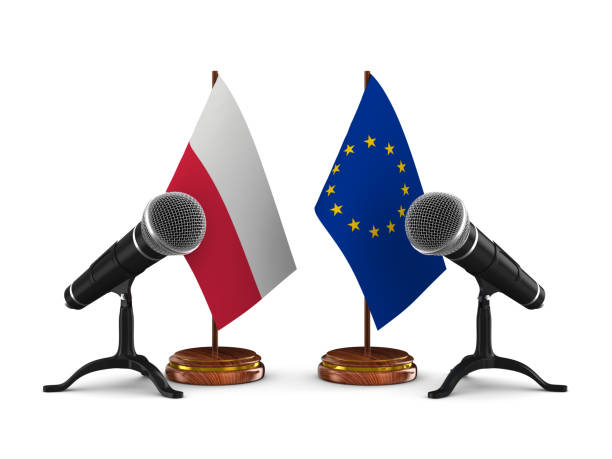 istock Relationship between Poland and EC on white background. Isolated 3D illustration 1345769233