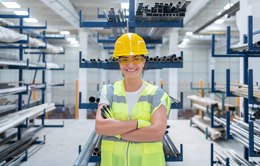 Portrait Of Female Warehouse Worker At Factory