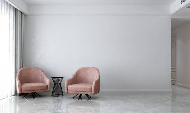 istock Modern home and decoration and living room interior design and empty white wall pattern background. 1345777332