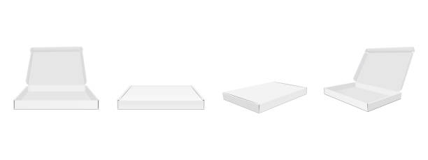 Blank Cardboard Boxes with Opened and Closed Lid Blank Cardboard Boxes with Opened and Closed Lid, Isolated on White Background. Vector Illustration cardboard box mockup stock illustrations