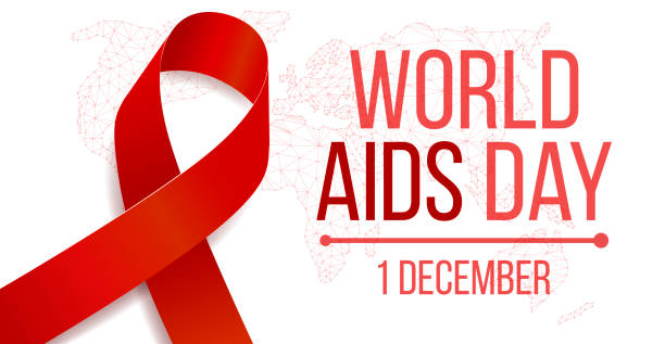 ilustrações de stock, clip art, desenhos animados e ícones de world aids day concept. banner template with red ribbon awareness. vector illustration. - aids awareness ribbon