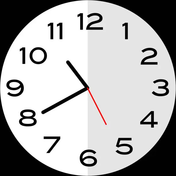 Vector illustration of 20 minutes to 11 o'clock or Twenty minutes to eleven o'clock analog clock. Icon design use illustration flat design