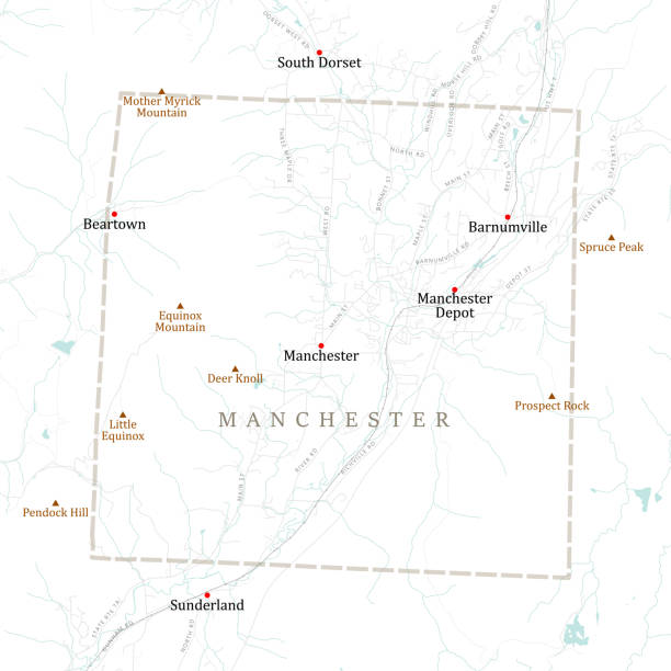 vt bennington manchester vector mapa drogowa - manchester city stock illustrations