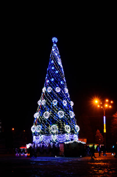 Blurred abstract silhouette of the Christmas tree