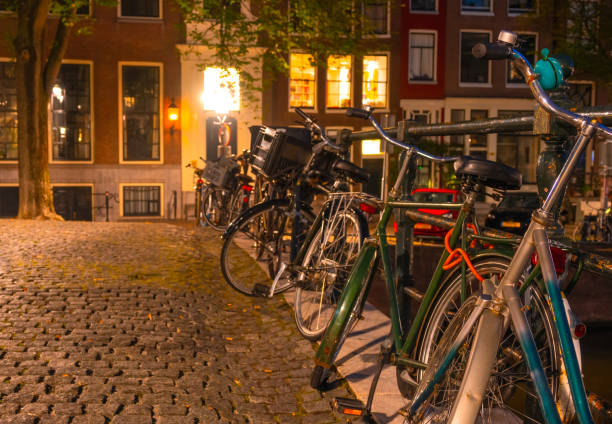 Bicycles in Amsterdam at Night