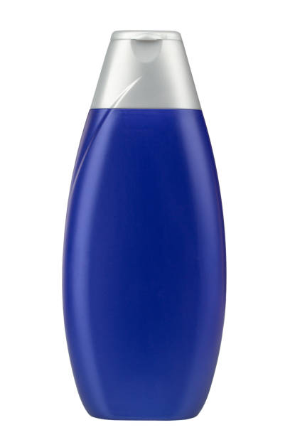istock Blue bottle shampoo, isolated on white background. Cosmetic bottle. 1345789507