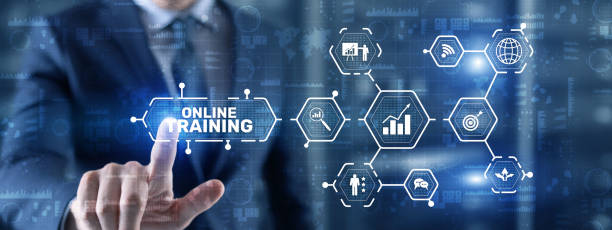 istock Online Training concept. Business Hand pressing OT inscription 1345791945