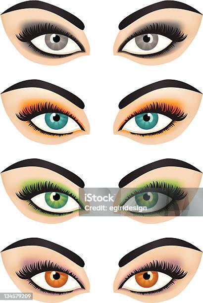 Illustration De Femme Avec Le Maquillage Des Yeux Vecteurs libres de droits et plus d'images vectorielles de Beauté - Beauté, Bleu, Cils