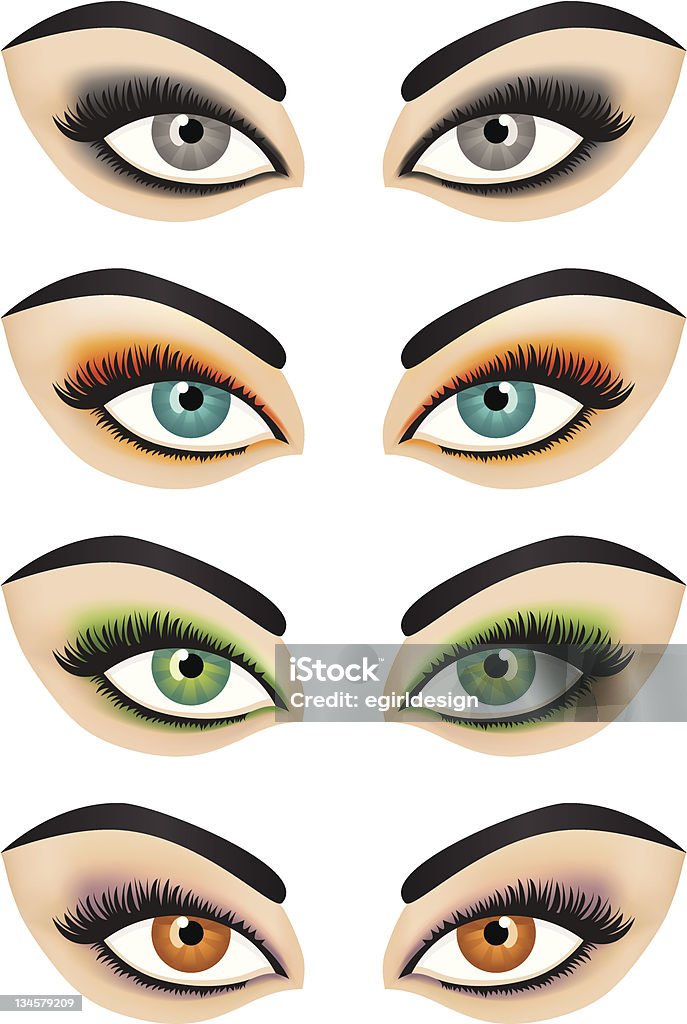 Vetor de olhos feminino com maquiagem - Vetor de Azul royalty-free