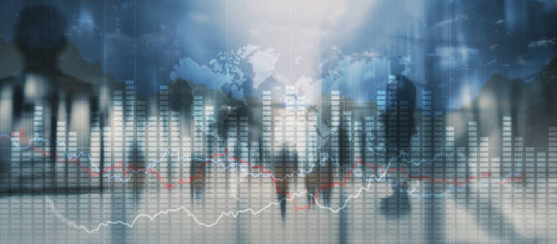 istock Business graph chart. Virtual screen with stock market changes. Business graph chart 1345792464