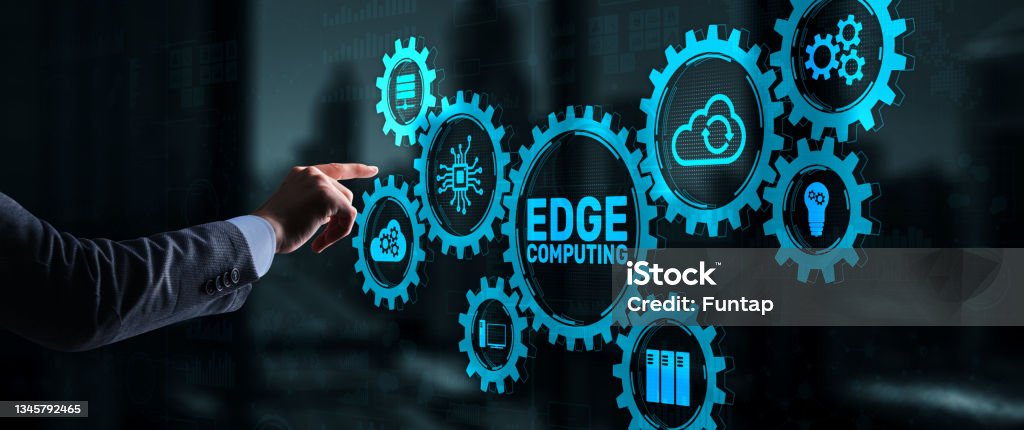 Edge Computing Business Technology concept on virtual screen Edge Computing Business Technology concept on virtual screen. At The Edge Of Stock Photo