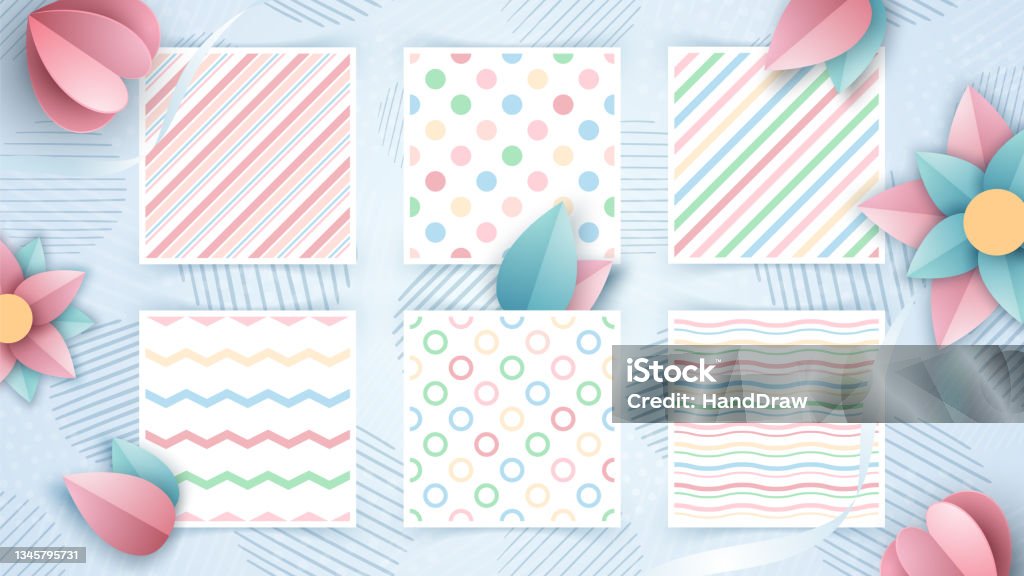 Set Retro Style Pattern Textile Stock Illustration - Download Image Now ...