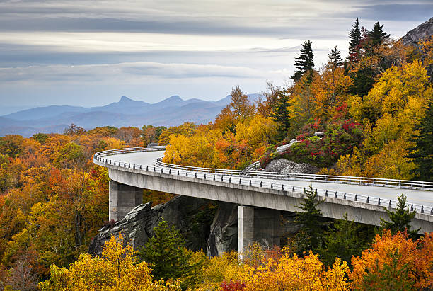 istock Blue Ridge Parkway Autumn Linn Cove Viaduct Fall Foliage Mountains 134579706