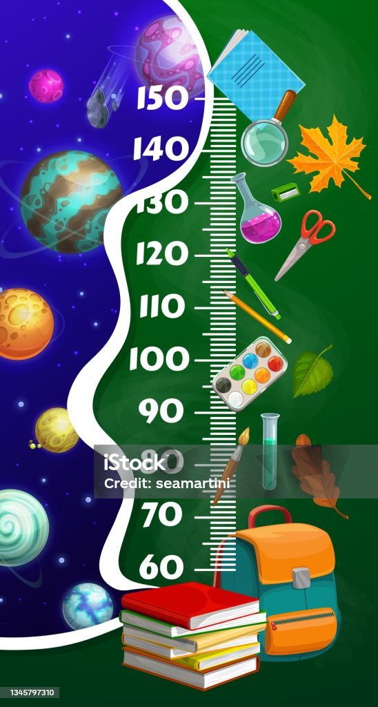 Astronomical Ruler Kids Height Chart Ruler Cartoon Space Planets Stock Illustration ...